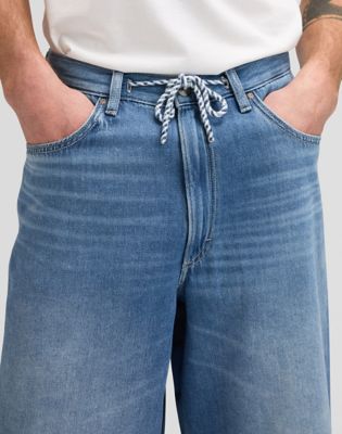 Loose Drawstring Jort in Mid Stone