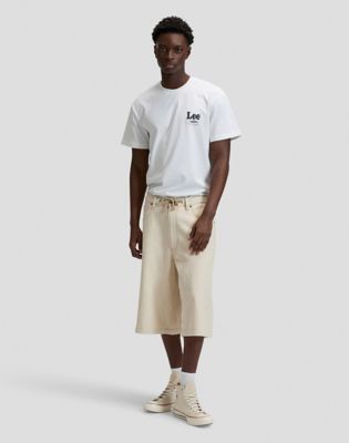 Loose Drawstring Jort in Natural Greige