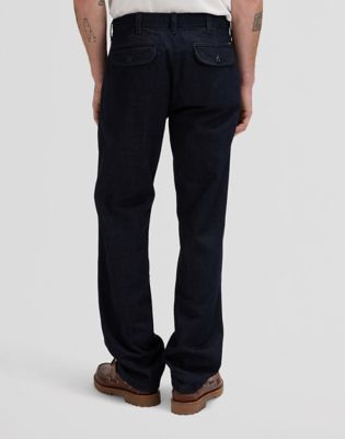 Relaxed Pleated Lightweight Chino Trousers in Rinse