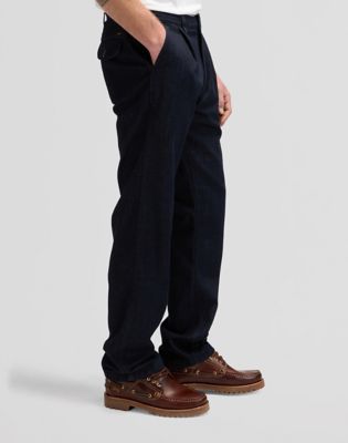 Relaxed Pleated Lightweight Chino Trousers in Rinse