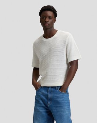 Relaxed Crochet Crew-Neck Tee in Natural