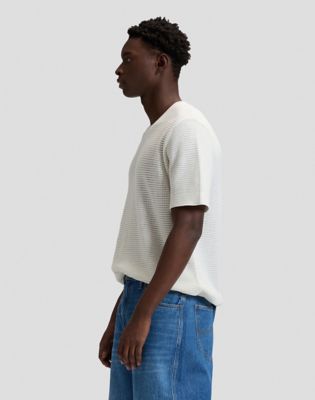 Relaxed Crochet Crew-Neck Tee in Natural