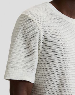 Relaxed Crochet Crew-Neck Tee in Natural