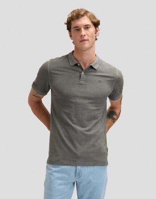 Regular Garment Dye Polo in Static Gray