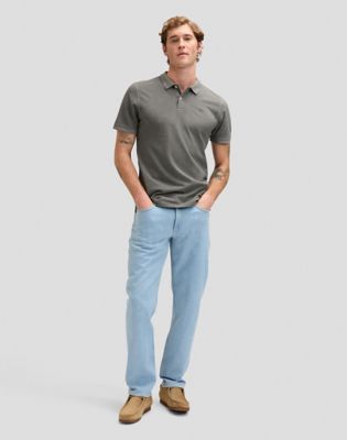 Regular Garment Dye Polo in Static Gray