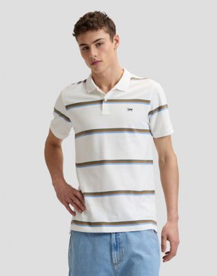 Regular Pique Polo in Halogen Safari Stripe