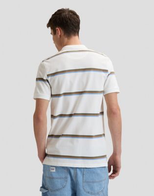 Regular Pique Polo in Halogen Safari Stripe