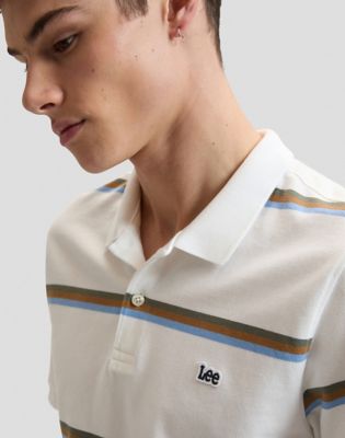 Regular Pique Polo in Halogen Safari Stripe