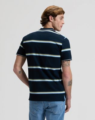 Lee Regular Pique Polo Lime Ice Navy Stripe, Lee