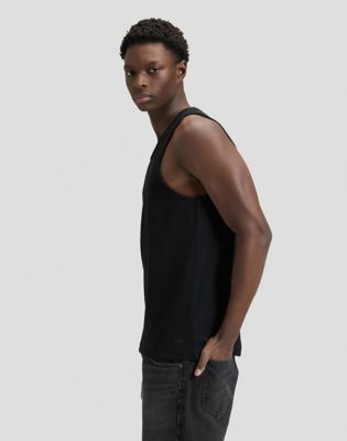 Slim Ribbed Tank in Black