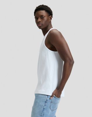 Slim Ribbed Tank in Bright White