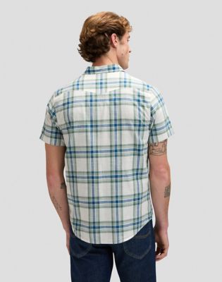 Lee Regular Short Sleeve Western Shirt Desert Sage Plaid, Lee