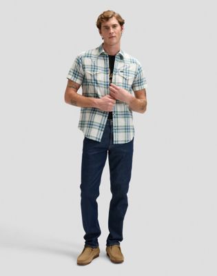 Regular Short Sleeve Western Shirt in Desert Sage Plaid