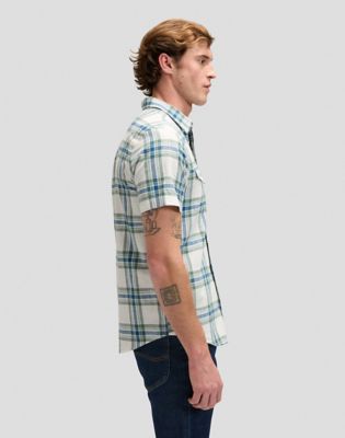 Regular Short Sleeve Western Shirt in Desert Sage Plaid