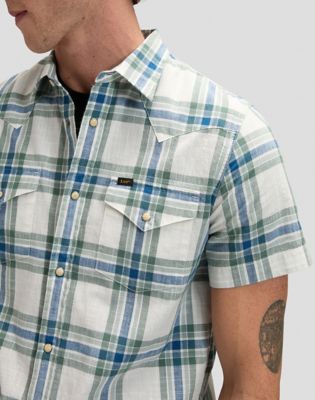 Regular Short Sleeve Western Shirt in Desert Sage Plaid