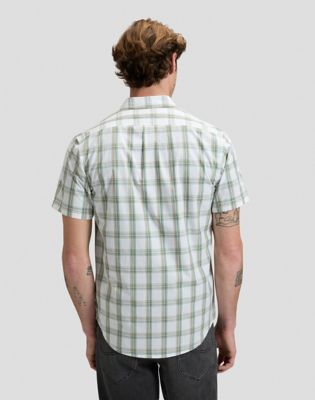Lee Regular Short Sleeve Button Down Shirt Desert Sage Safari Plaid, Lee