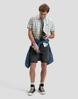 Regular Short Sleeve Button Down Shirt in Desert Sage Safari Plaid