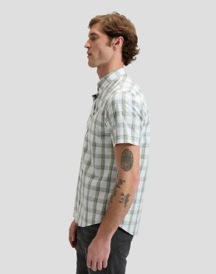 Regular Short Sleeve Button Down Shirt in Desert Sage Safari Plaid