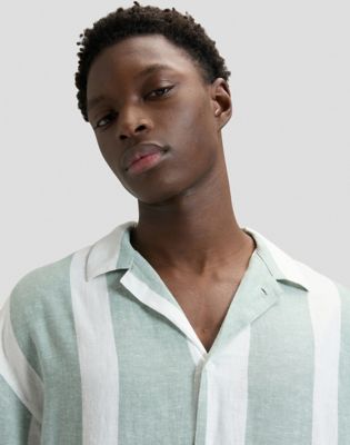 Relaxed Lightweight Resort Shirt in Desert Sage Stripe