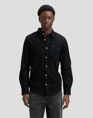 Regular Lightweight Button Down Shirt in Black