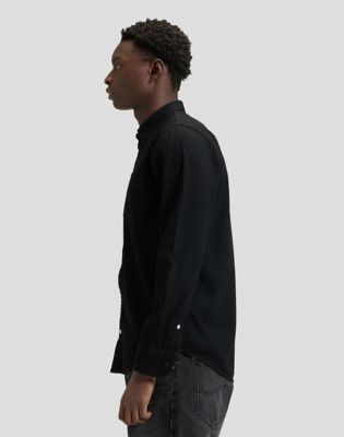 Regular Lightweight Button Down Shirt in Black
