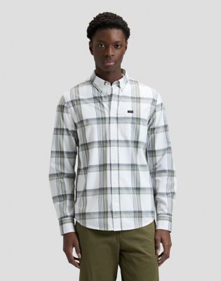 Regular Lightweight Button Down Shirt in Lichen Navy Plaid