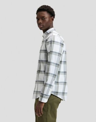 Regular Lightweight Button Down Shirt in Lichen Navy Plaid