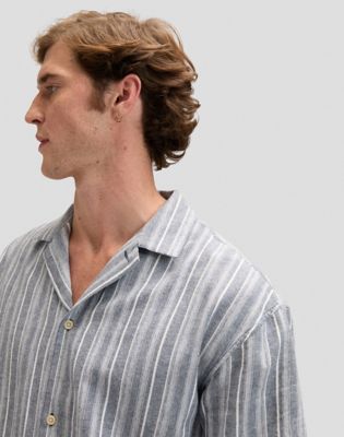 Relaxed Clean Resort Shirt in Mood Indigo Natural Str