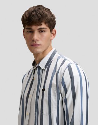 Regular Lightweight Button Down Shirt in Tonal Rivet Navy Stripe