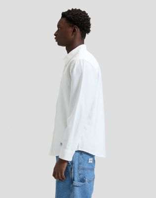 Workwear Relaxed No Pocket Button Down Shirt in Bright White