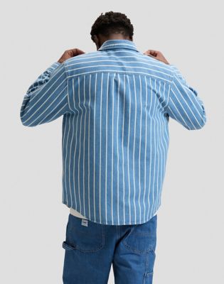 Lee Workwear Relaxed Button Down No Pocket Shirt Denim Stripe, Lee