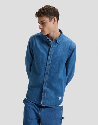 Workwear Relaxed No Pocket Button Down Shirt in Edgar