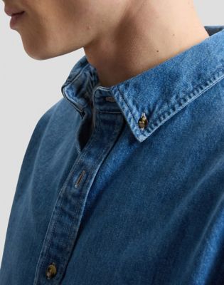 Workwear Relaxed No Pocket Button Down Shirt in Edgar