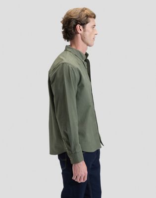 Workwear Relaxed No Pocket Button Down Shirt in Oak Moss