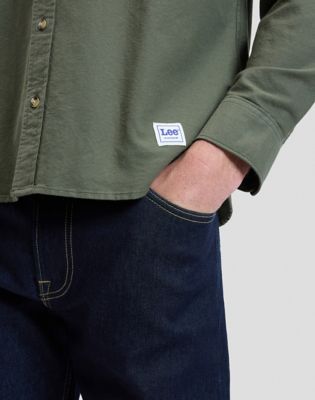 Workwear Relaxed No Pocket Button Down Shirt in Oak Moss
