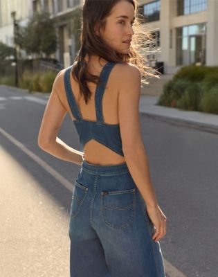 Slim Lightweight Cut Out Jumpsuit in Blue Arrow