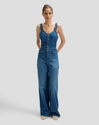 Slim Lightweight Cut Out Jumpsuit in Blue Arrow