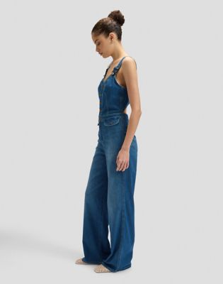 Slim Lightweight Cut Out Jumpsuit in Blue Arrow
