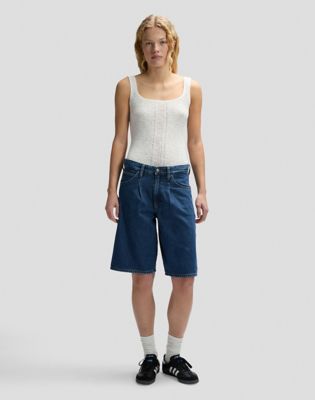 Relaxed Drapey Jort in Overt Wash