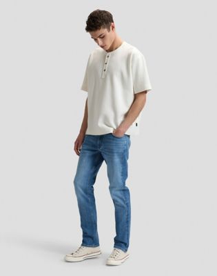 Relaxed Henley Tee in Natural