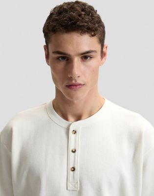 Relaxed Henley Tee in Natural