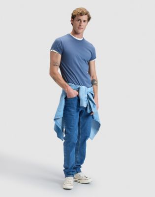 Twin Pack Slim Crew Tees in Academy Blue & Natural