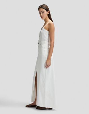 Slim Maxi Denim Dress in Powder White