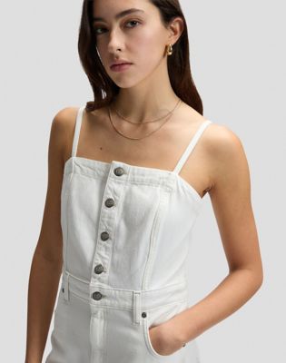 Slim Maxi Denim Dress in Powder White