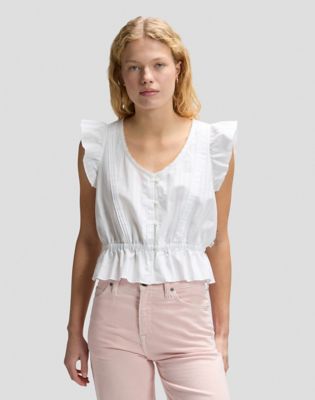 Regular Ruffle Sleeve Shirt in Bright White
