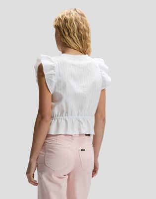 Regular Ruffle Sleeve Shirt in Bright White