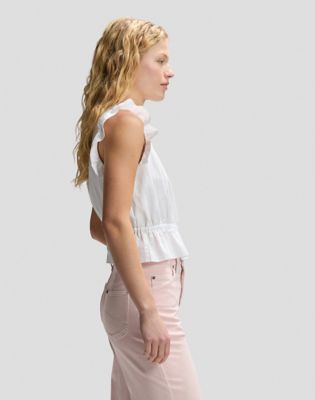Regular Ruffle Sleeve Shirt in Bright White