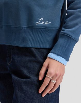 Relaxed Raglan Crew Sweatshirt in Academy Blue
