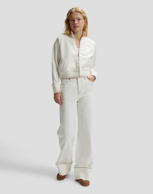 Relaxed Zip Up Sweatshirt in Ecru