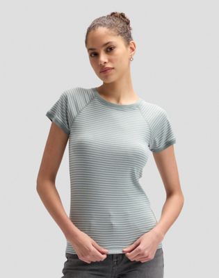 Slim Baby Tee in Desert Sage Stripe